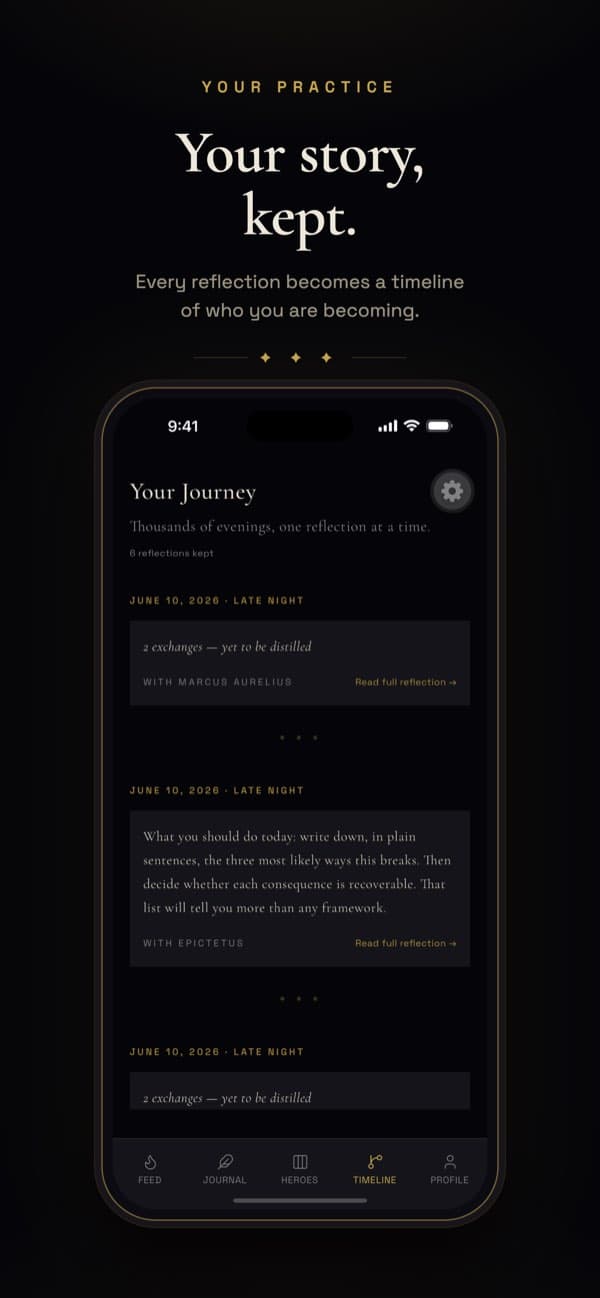 A timeline of past entries accruing into your own record.